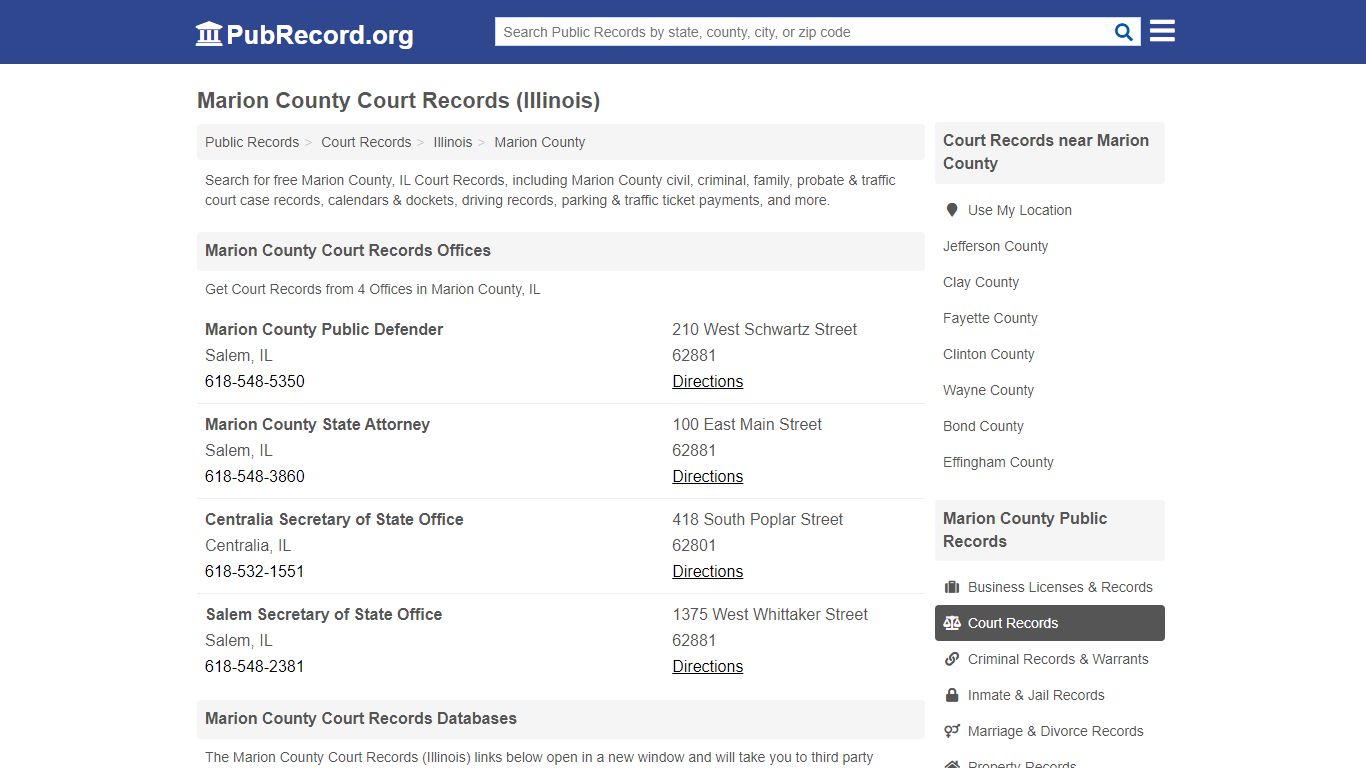 Free Marion County Court Records (Illinois Court Records) - PubRecord.org